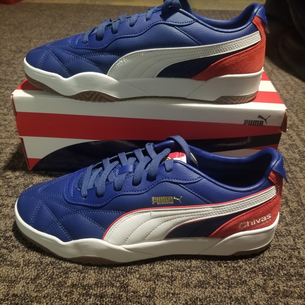 Puma Blue White Red Low-Top Sneakers